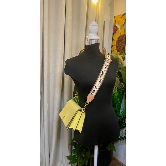 NEW!! Tory Burch Yellow Emerson with Floral Guitar Strap & Matching Wallet - Picture 14 of 16